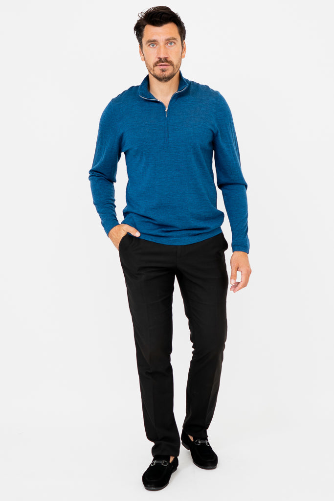 Andrew Sweater, Blue Peri, Merino Wool