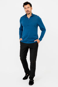 Andrew Sweater, Blue Peri, Merino Wool