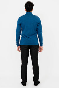 Andrew Sweater, Blue Peri, Merino Wool