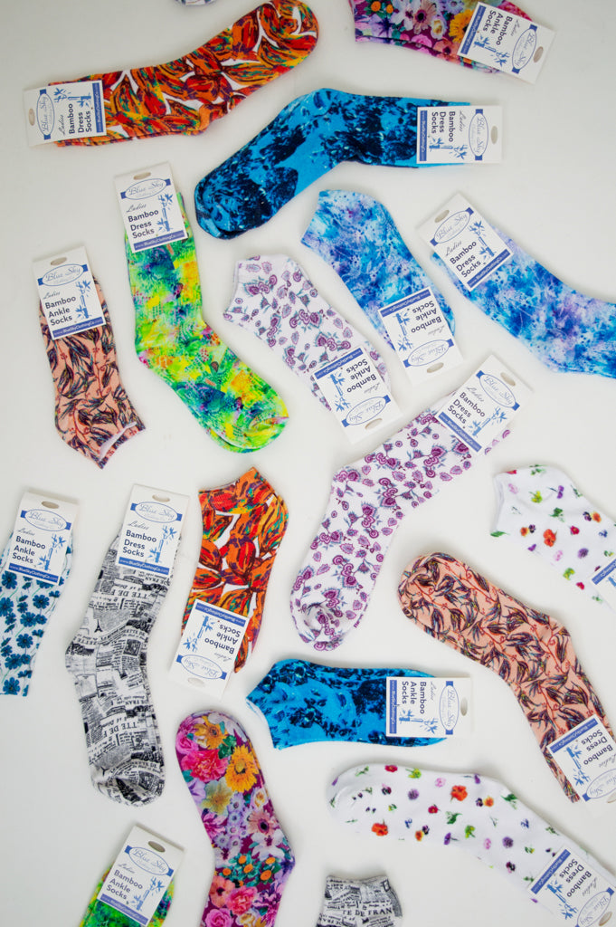 Ladies Bamboo Dress Socks, Assorted Prints