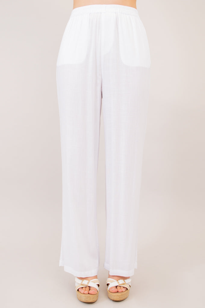 Bella Pant, White, Linen Bamboo