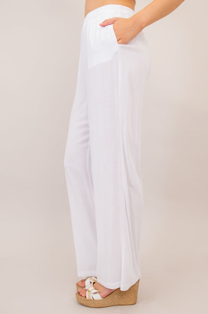 Bella Pant, White, Linen Bamboo