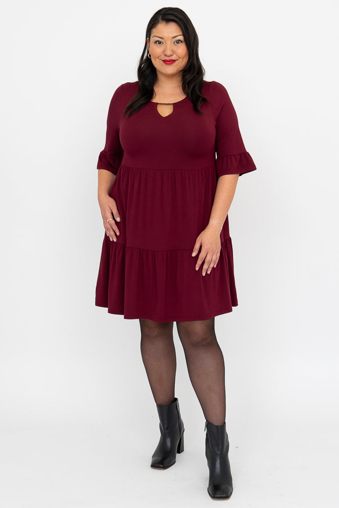 Bernadette Dress, Burgundy, Bamboo