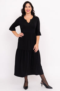 Bernadette Long Dress, Black, French Terry