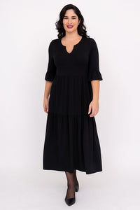 Bernadette Long Dress, Black, French Terry