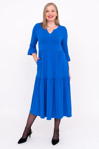 Bernadette Long Dress, Cobalt, French Terry