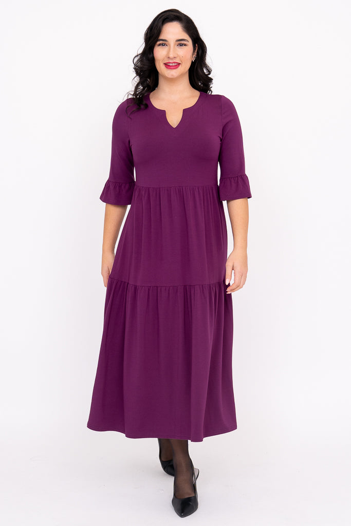 Bernadette Long Dress, Magenta, French Terry