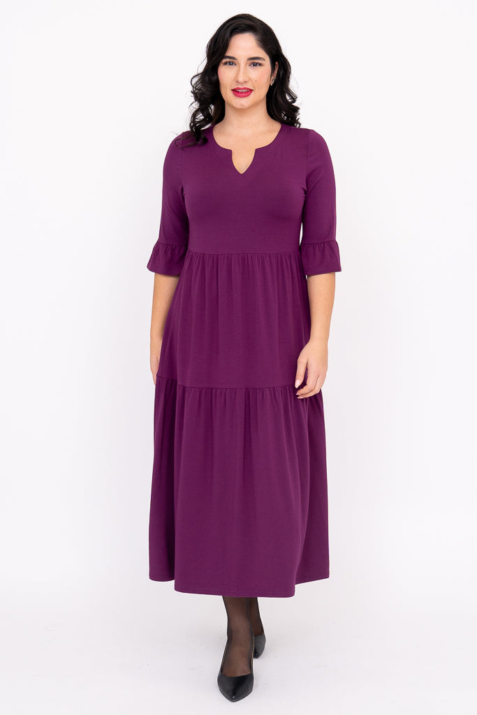Bernadette Long Dress, Magenta, French Terry