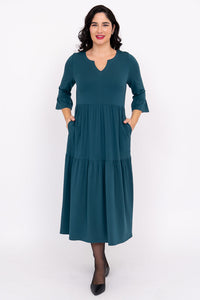 Bernadette Long Dress, Teal, French Terry