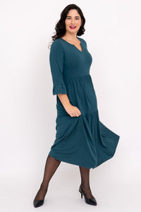 Bernadette Long Dress, Teal, French Terry