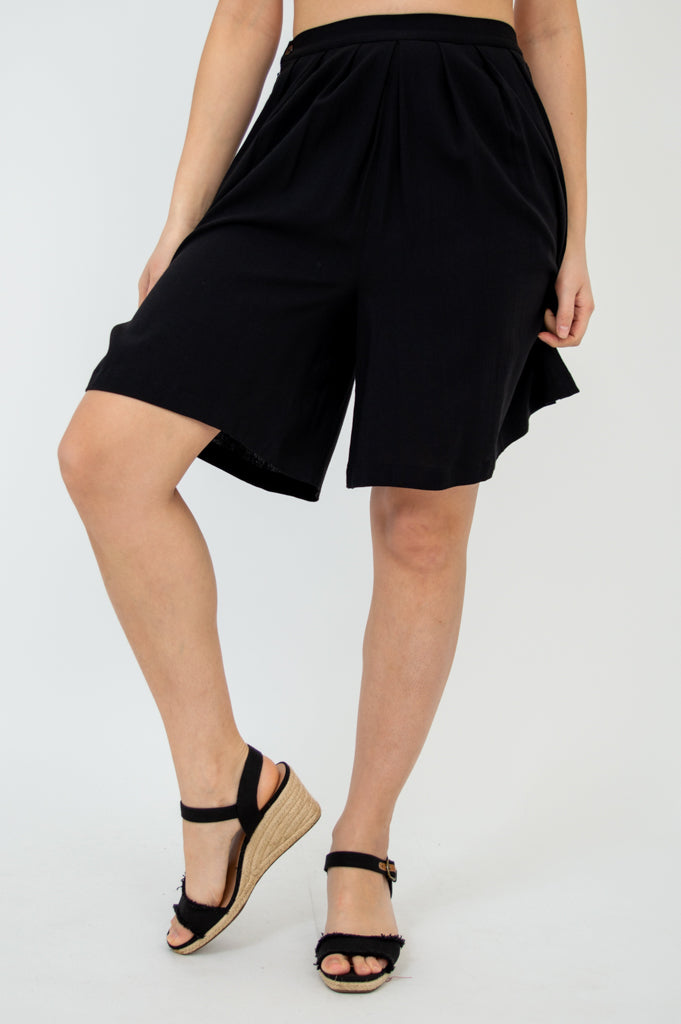 Betty Shorts, Black, Linen Bamboo