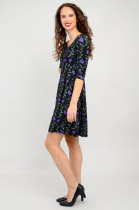 Callie 3/4 Slv Dress, Deco Flora, Bamboo - Final Sale