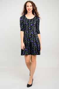 Callie 3/4 Slv Dress, Deco Flora, Bamboo - Final Sale