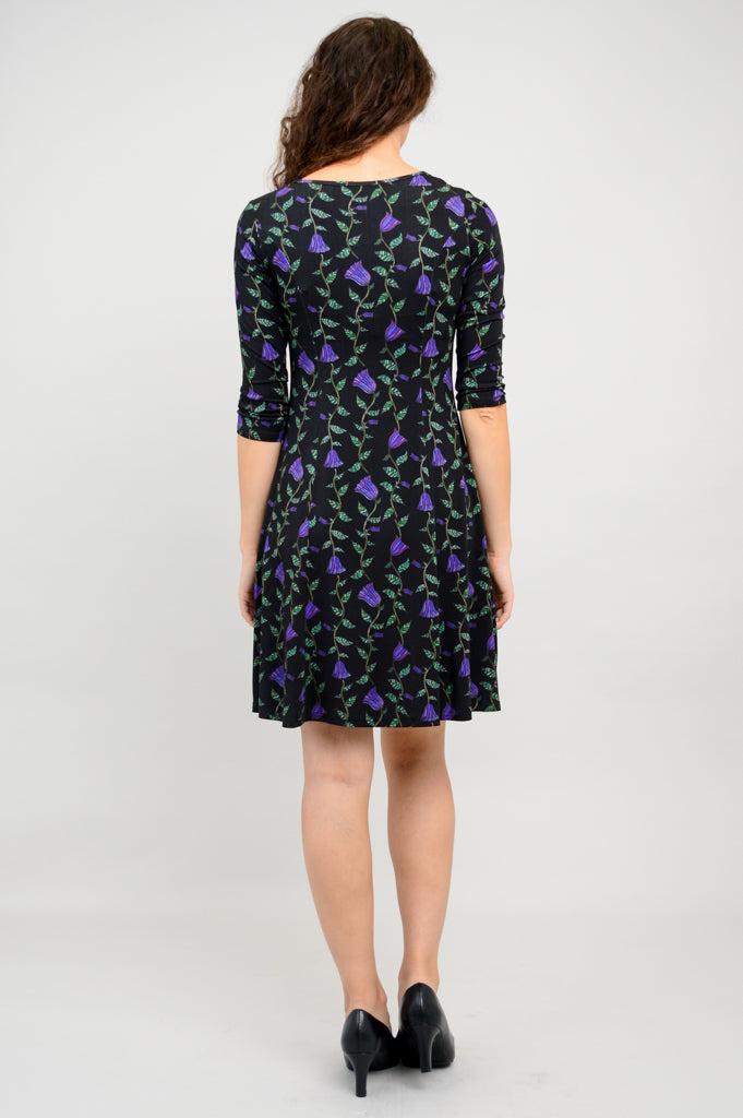 Callie 3/4 Slv Dress, Deco Flora, Bamboo - Final Sale