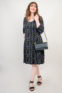 Callie 3/4 Slv Dress, Deco Flora, Bamboo - Final Sale