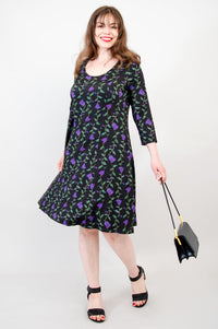 Callie 3/4 Slv Dress, Deco Flora, Bamboo - Final Sale