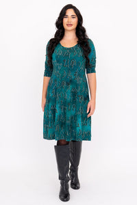 Callie 3/4 Dress, Teal Rune, Bamboo