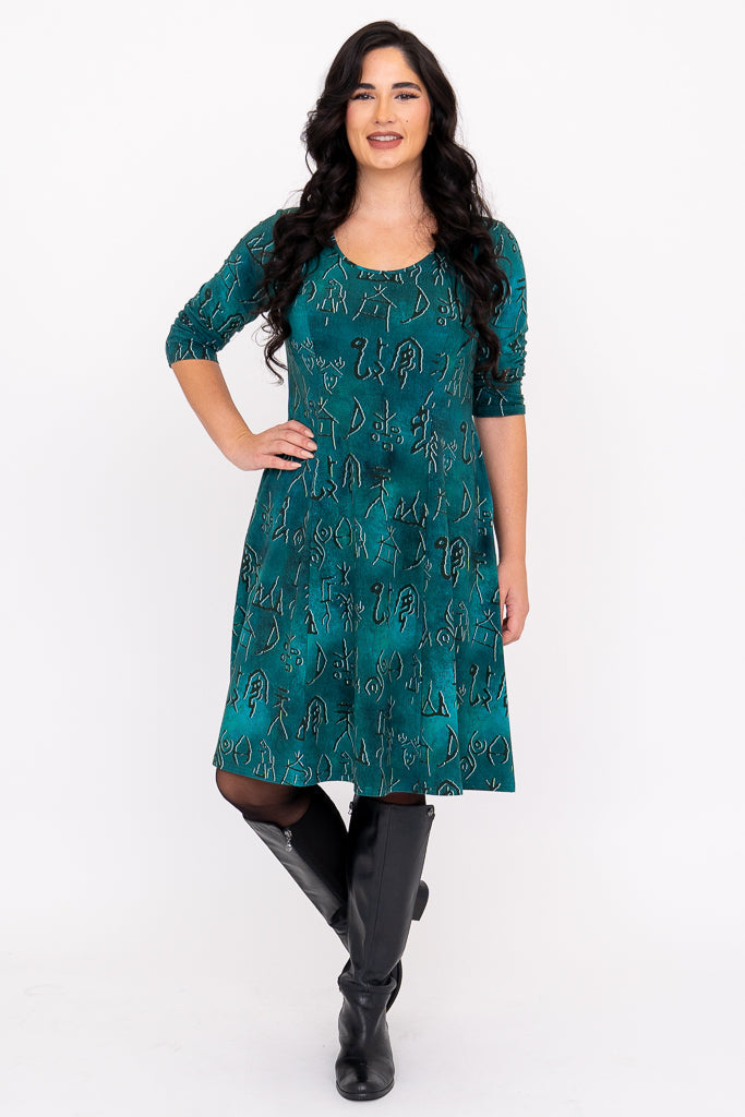 Callie 3/4 Dress, Teal Rune, Bamboo