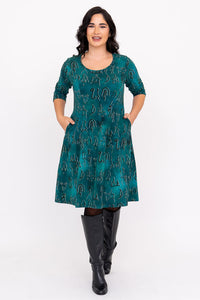Callie 3/4 Dress, Teal Rune, Bamboo