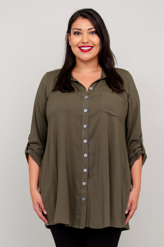 Celine Blouse, Khaki, Linen Bamboo
