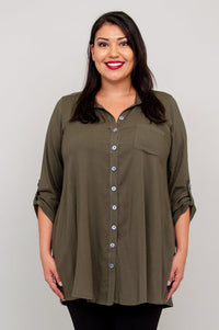 Celine Blouse, Khaki, Linen Bamboo