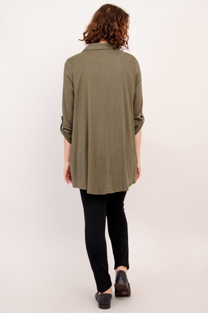 Celine Blouse, Khaki, Linen Bamboo