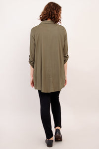 Celine Blouse, Khaki, Linen Bamboo
