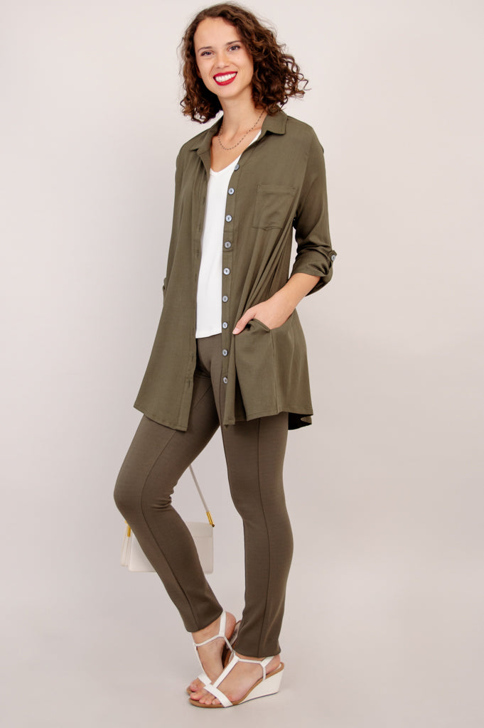 Celine Blouse, Khaki, Linen Bamboo