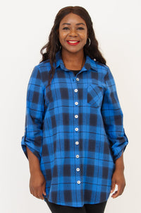 Celine Tunic, Neptune Plaid, Cotton- Final Sale
