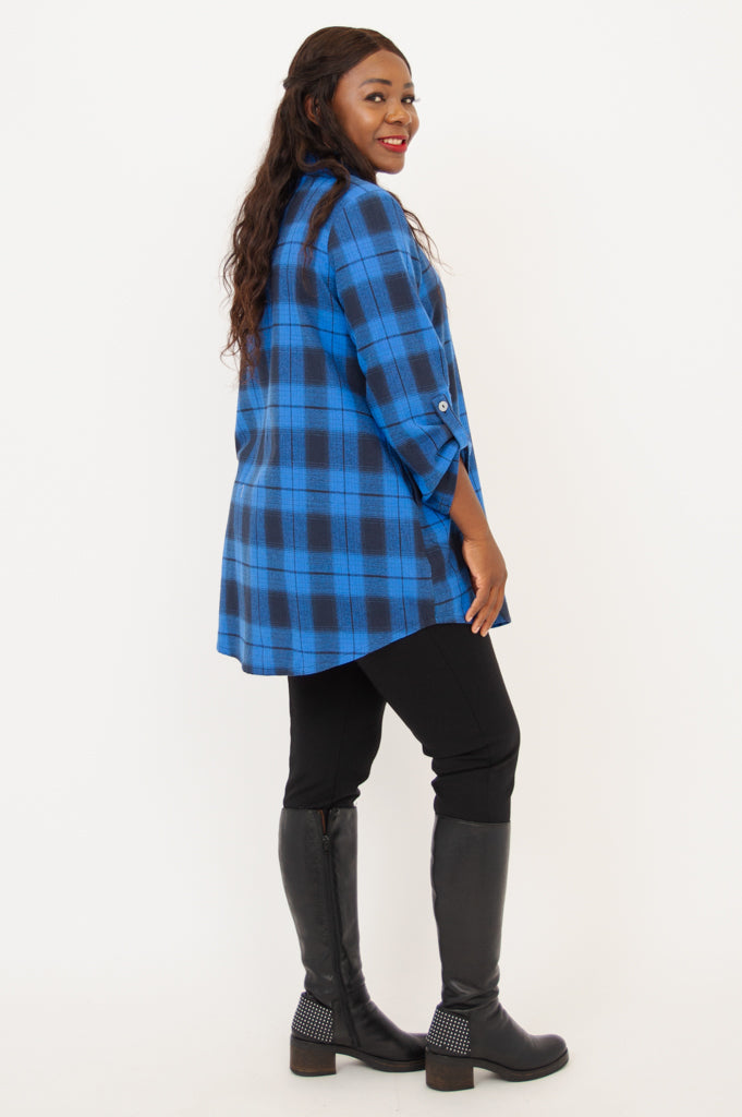 Celine Tunic, Neptune Plaid, Cotton- Final Sale