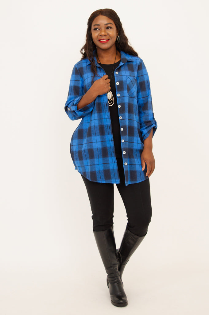 Celine Tunic, Neptune Plaid, Cotton- Final Sale