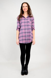 Celine Tunic, Plum Plaid, Cotton Flannel