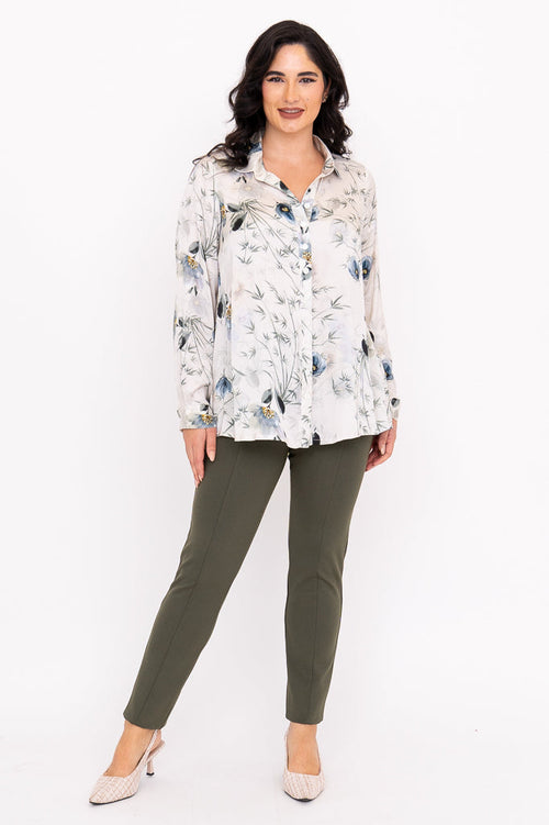 Charlotte Blouse, Khaki Breeze, Silk Viscose