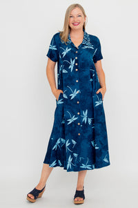 Cissy S/S Dress, Aqua Dragonfly