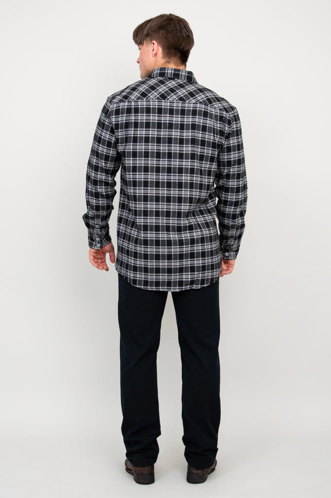 Cory Men's Shirt, Black Retro Plaid, Cotton