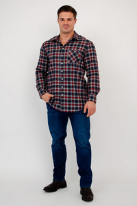 Cory Men's Shirt, Burgundy Plaid, Cotton