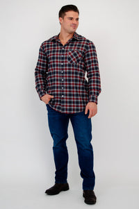 Cory Men's Shirt, Burgundy Plaid, Cotton