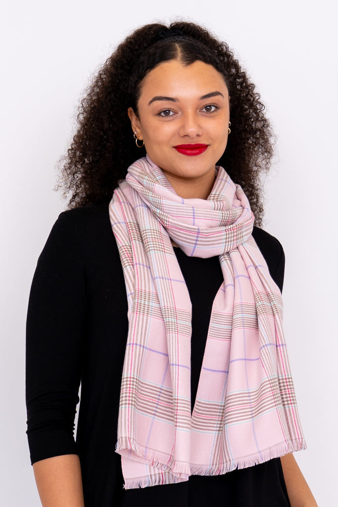 Cozy Scarf, Pink Tartan