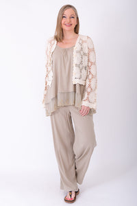 Crochet Sweater, Natural, Cotton