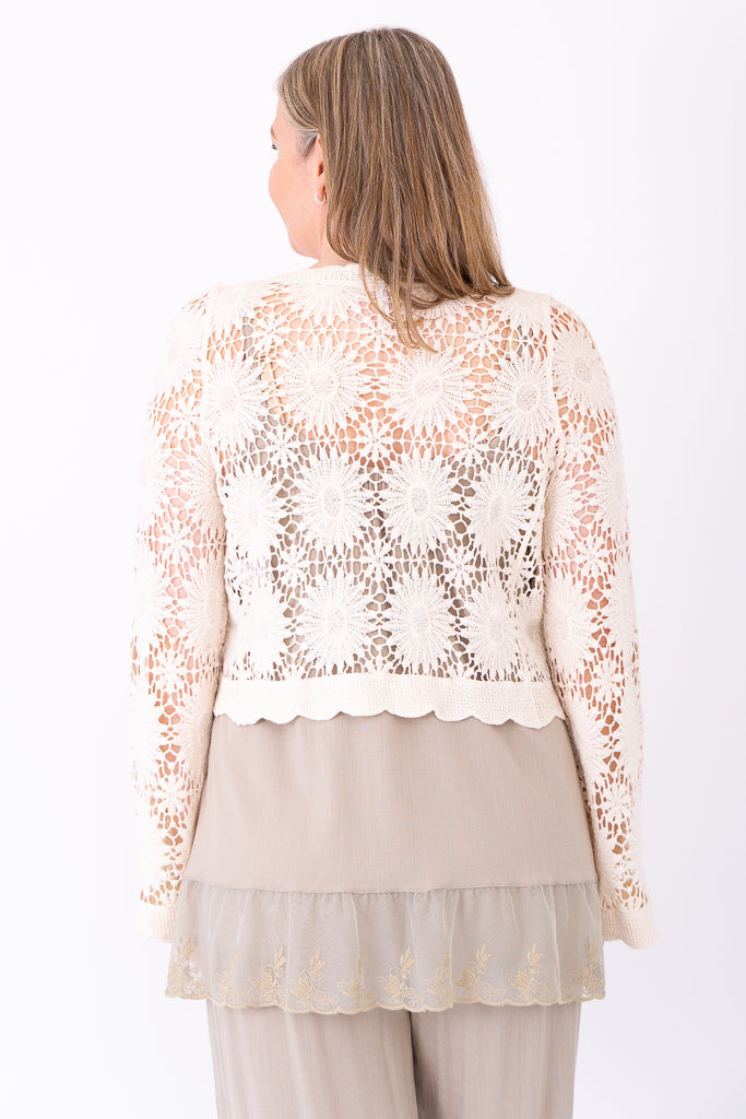 Crochet Sweater, Natural, Cotton