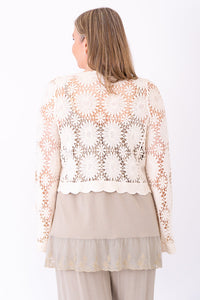 Crochet Sweater, Natural, Cotton