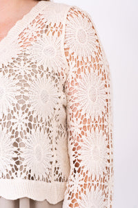 Crochet Sweater, Natural, Cotton