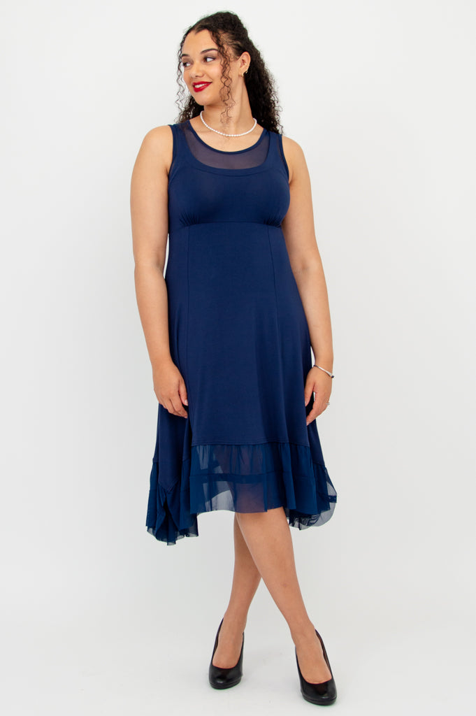 Danube Dress, Indigo, Bamboo