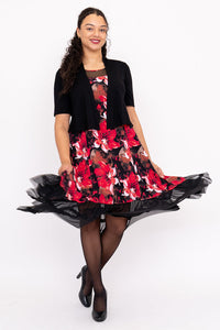 Danube Dress, Lipstick Poinsetta, Bamboo