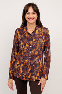 Debbie Long Sleeve Top, Fortress, Bamboo Linen