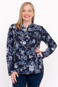 Debbie L/S Top, Indigo Vibe, Bamboo