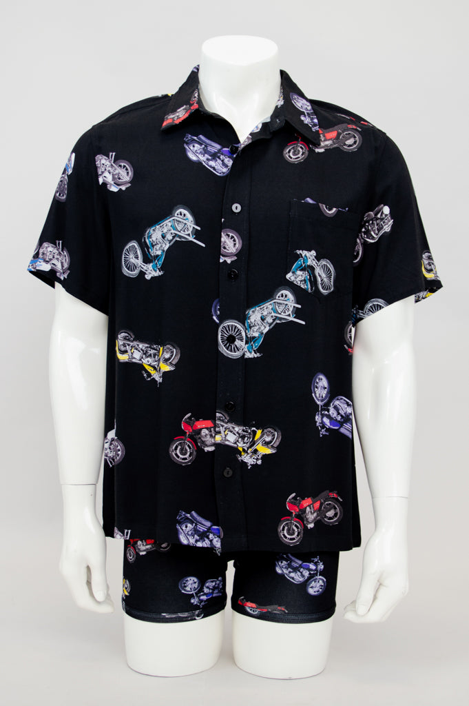 Dino Shirt, Motorcycle, Woven Bamboo