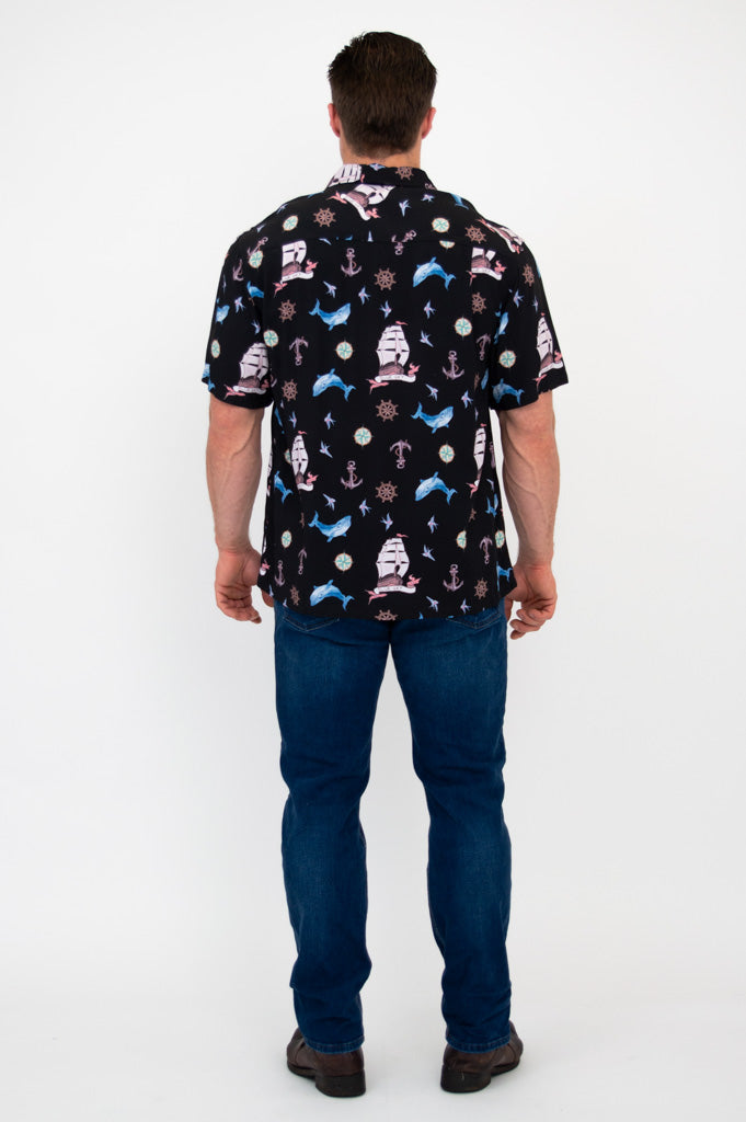 Dino Shirt, Sailor, Woven Bamboo