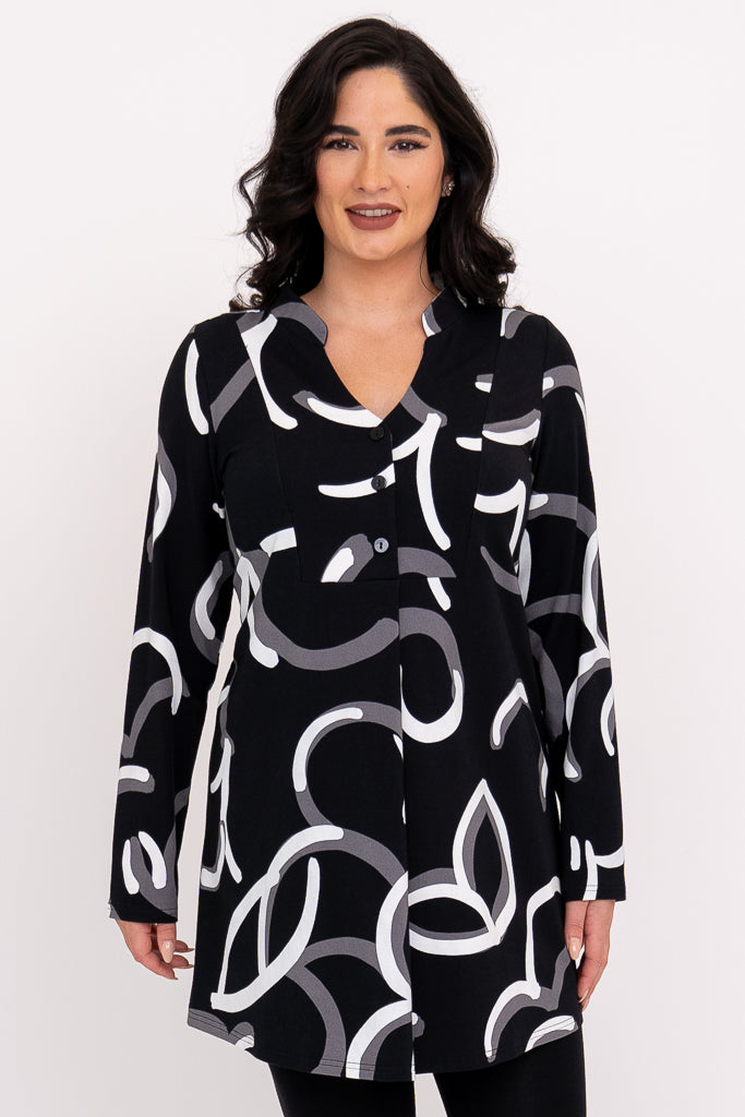 Edwina L/S Tunic, BW Focus, Bamboo