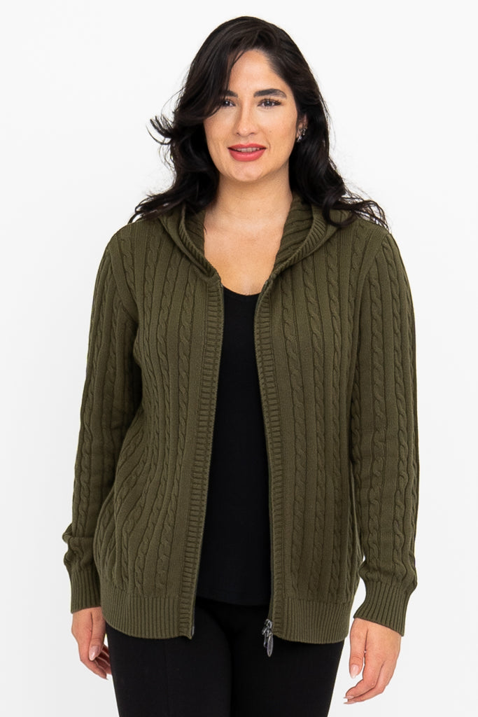 Elsie Sweater, Olive, Cotton